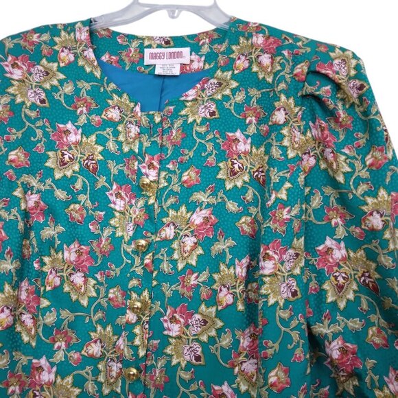 Maggy London | Vintage 100% Silk Floral Lightweight Jacket Blouse | Size 22 - Picture 1 of 6